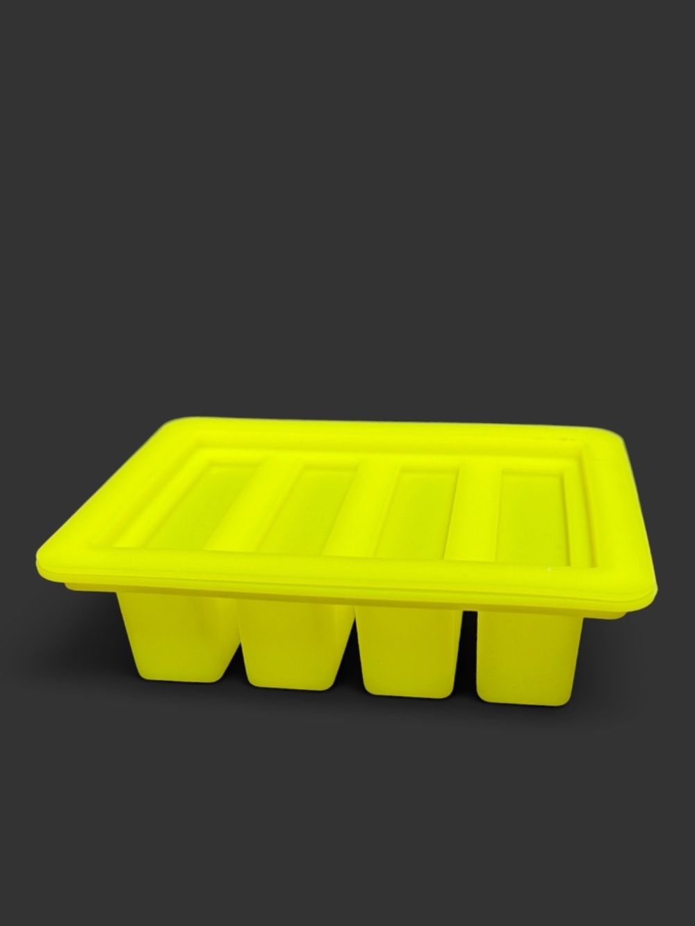Neon Yellow Silicone Butter Mold 4 Cavity With Lid Butter Stick Tray